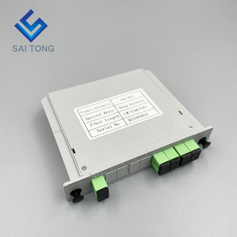 1: 4 SC / APC Rack Mount Plc Splitter ABS Box SC UPC موصلات كاسيت نوع 1X4 مقسم ألياف بصرية