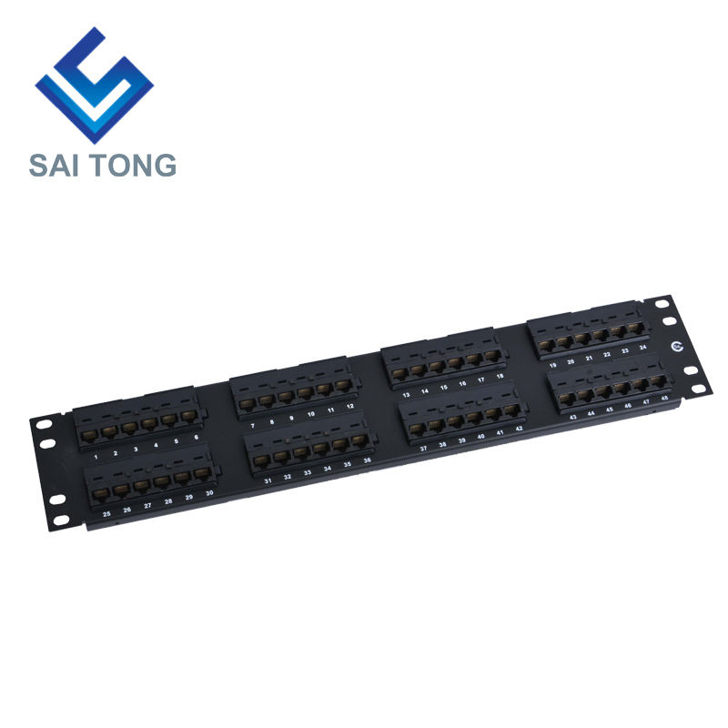 2U 19 '' 48 منافذ RJ45 Krone جاكيتات ، قوس فولاذي Cat6 Patch Panel فارغ غير محمي utp Cat5e CAT6 CAT6A RJ45 Patch