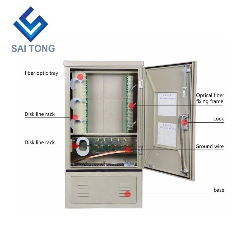 SaiTong FTTH 144 Core عبر خزانة التوصيل لمعدات الاتصالات SMC في الهواء الطلق مقاوم للماء IP55 144 خزانات الألياف البصرية الأساسية ODF