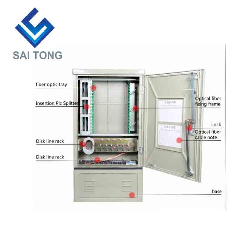 خزانة محور توزيع الألياف SaiTong FTTH 144 الأساسية SMC مادة مقاومة للماء في الهواء الطلق 144 خزانة من الألياف البصرية