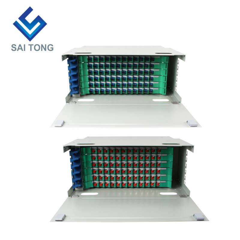 SaiTong FTTH 19 بوصة رف جبل 72 Port Cabinet SC / FC ODF 6 U 72 إطار توزيع الألياف البصرية الأساسي اختياري تحميل كامل