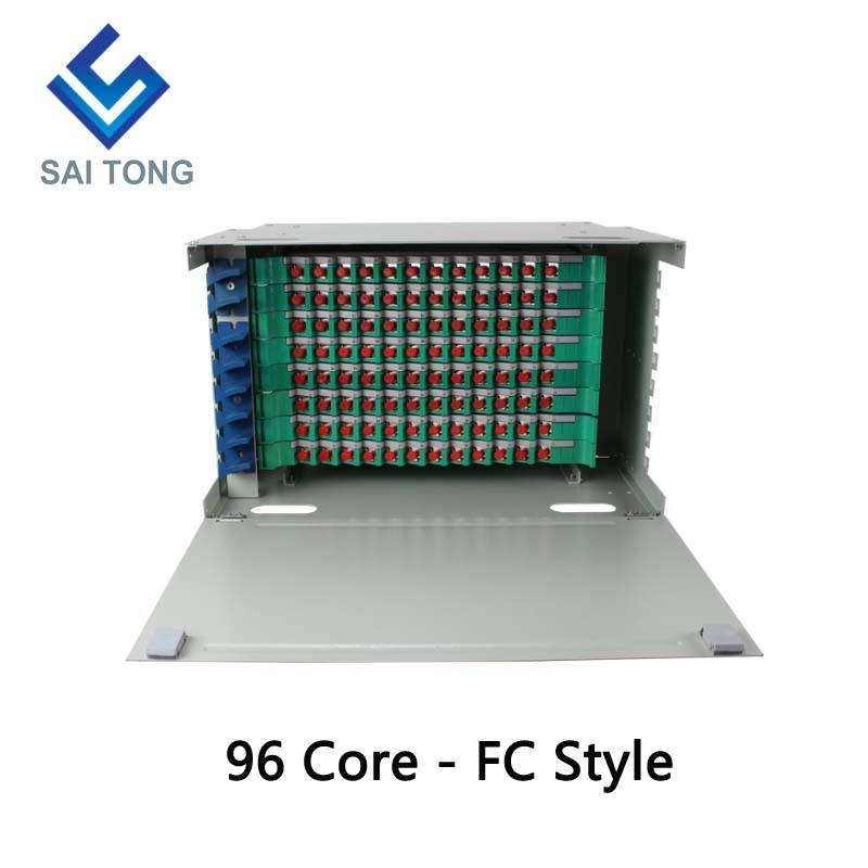 FTTH 19 بوصة Rack Mount 96 Port Cabinet SC / FC ODF 8U 96 core إطار توزيع الألياف البصرية الخارجي السعر اختياري تحميل كامل