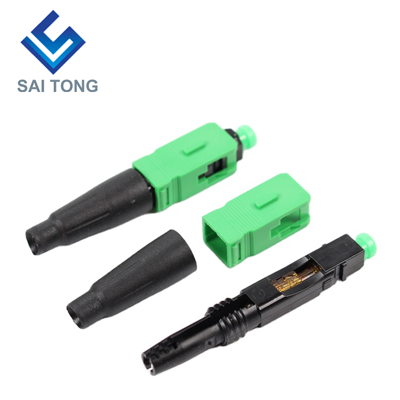 FTTH Fiber Saitong Optic Fast connector sc apc أخضر اللون كابل ليفي موصل سريع موصل سريع التجميع الميداني وضع فردي